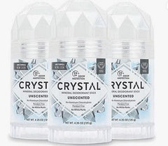 Three Crystal mineral deodorant sticks unscented