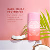 Ingredient call outs for Crystal Coconut Vanilla Magnesium stick deodorant on pink background.