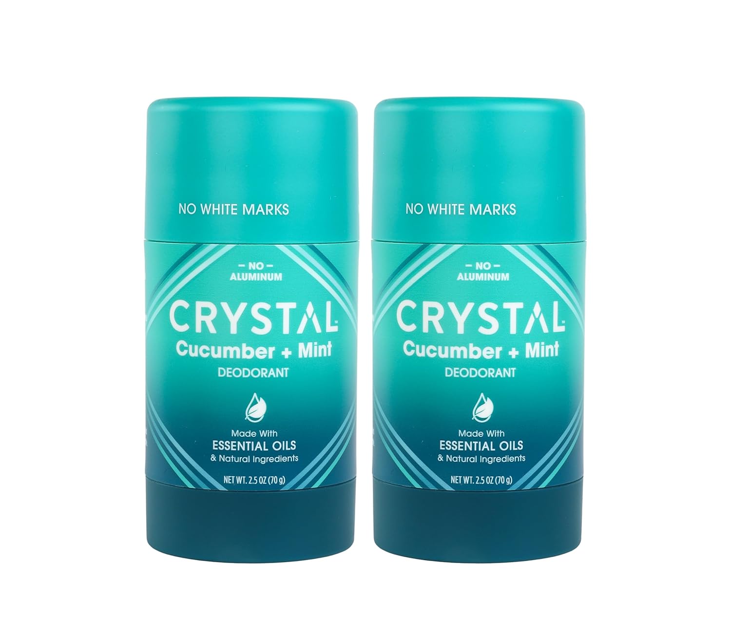 Two bottles of Crystal Cucumber + Mint deodorant on a white background