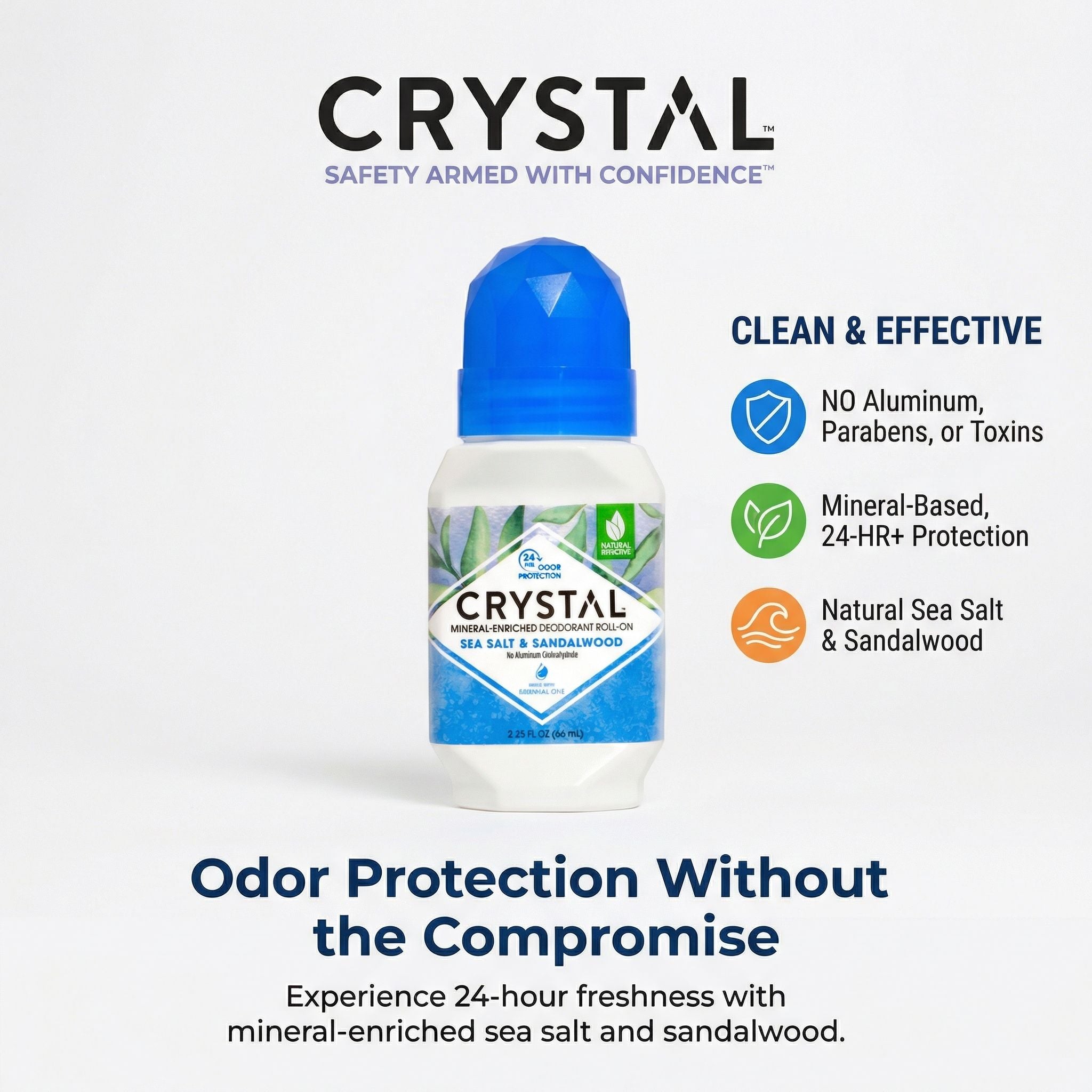 Mineral Deodorant Roll-On - Sea Salt & Sandalwood